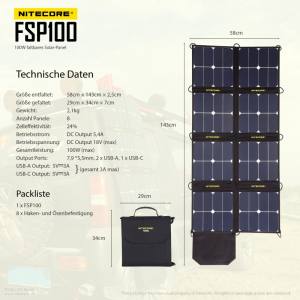 NITECORE FSP100 - 100W Solarpanel