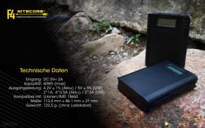 NITECORE - Ladegerät F4 - mit Powerbankfunktion