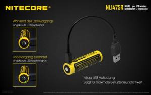 NITECORE - Li-Ion Akku Typ 14500/750mAh über Micro-USB-Kabel direkt aufladbar