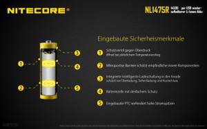 NITECORE - Li-Ion Akku Typ 14500/750mAh über Micro-USB-Kabel direkt aufladbar