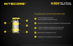 NITECORE - Li-Ion Akku Typ 16340/650mAh über Micro-USB-Kabel direkt aufladbar