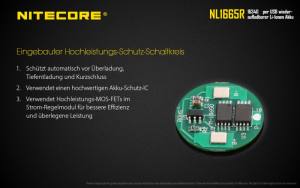 NITECORE - Li-Ion Akku Typ 16340/650mAh über Micro-USB-Kabel direkt aufladbar