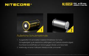 NITECORE - Li-Ion Akku Typ 16340/650mAh über Micro-USB-Kabel direkt aufladbar