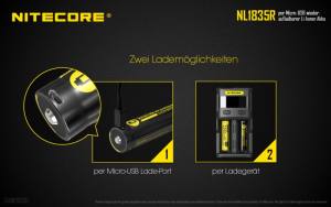 NITECORE - Li-Ion Akku Typ 18350/3500mAh über Micro-USB-Kabel direkt aufladbar