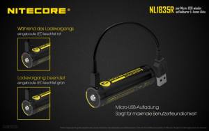 NITECORE - Li-Ion Akku Typ 18350/3500mAh über Micro-USB-Kabel direkt aufladbar