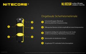 NITECORE - Li-Ion Akku Typ 18350/3500mAh über Micro-USB-Kabel direkt aufladbar