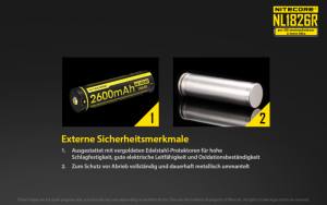 NITECORE - Li-Ion Akku Typ 18650 /2600mAh über Micro-USB-Kabel direkt aufladbar