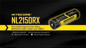 NITECORE Li-Ion Akku Typ 21700/5000mAh - NL2150RX mit Powerbankfunktion