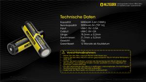NITECORE Li-Ion Akku Typ 21700/5000mAh - NL2150RX mit Powerbankfunktion