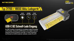 NITECORE LR60 - max.280 Lumen - mit Powerbank-Funktion für 21700 und 18650 Akkus