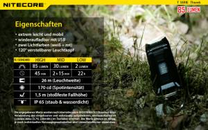 NITECORE THUMB, schwarz - max. 85 Lumen