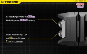 NITECORE THUMB UV, schwarz - max. 45 Lumen