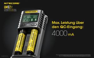NITECORE USB Ladegerät UMS2 - mit LED-Display - Ladestrom 3A