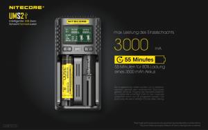 NITECORE USB Ladegerät UMS2 - mit LED-Display - Ladestrom 3A