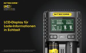 NITECORE USB Ladegerät UMS2 - mit LED-Display - Ladestrom 3A