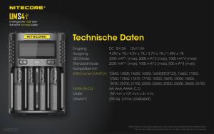 NITECORE USB Ladegerät UMS4 -  mit LED-Display - Ladestrom bis 3A