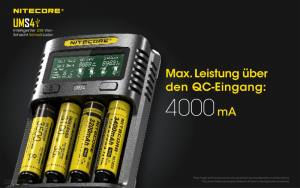 NITECORE USB Ladegerät UMS4 -  mit LED-Display - Ladestrom bis 3A