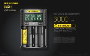 NITECORE USB Ladegerät UMS4 -  mit LED-Display - Ladestrom bis 3A