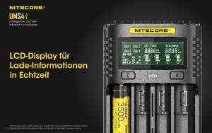 NITECORE USB Ladegerät UMS4 -  mit LED-Display - Ladestrom bis 3A